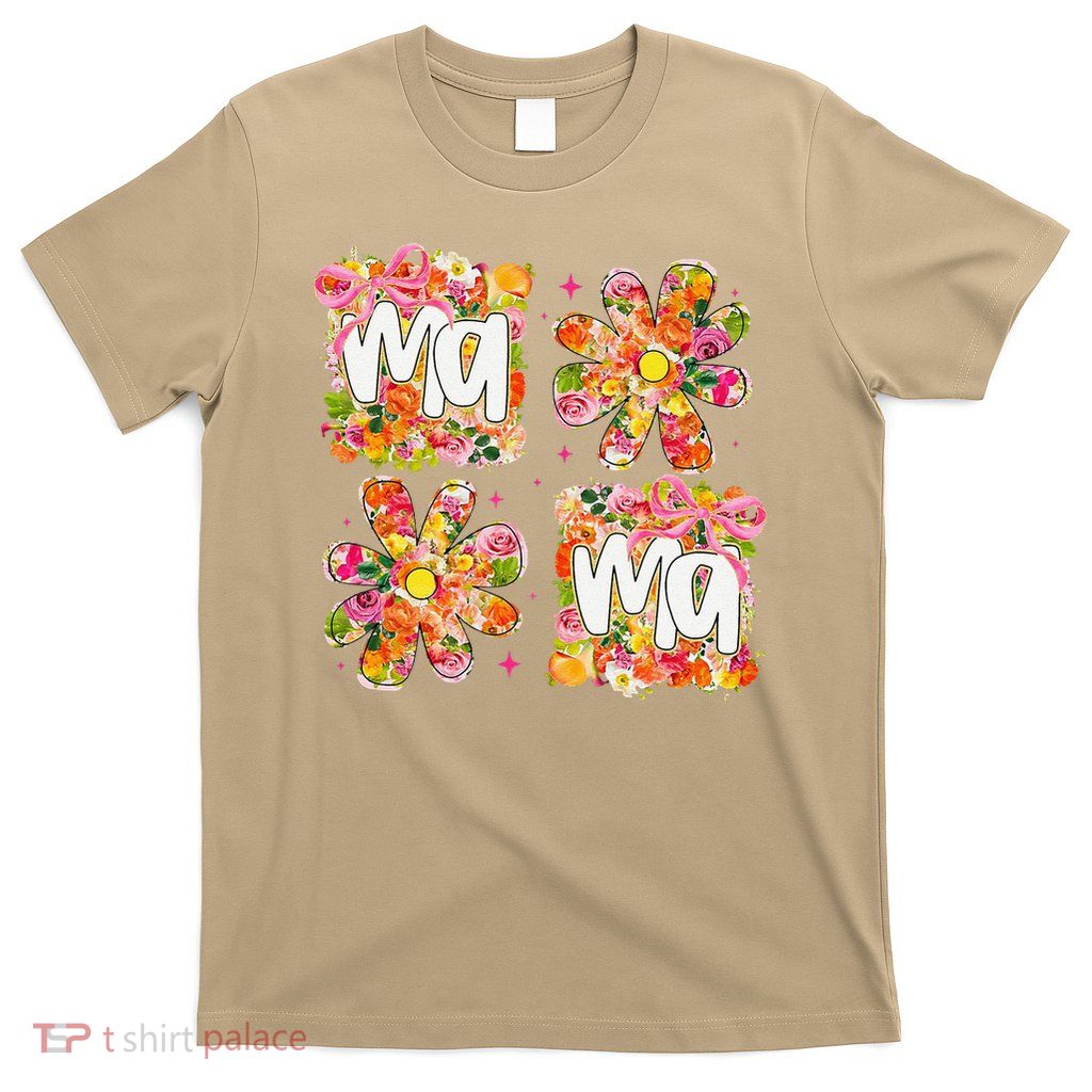 Flower Mama Coquette Bow Preppy Mom Mothers Day T-Shirt