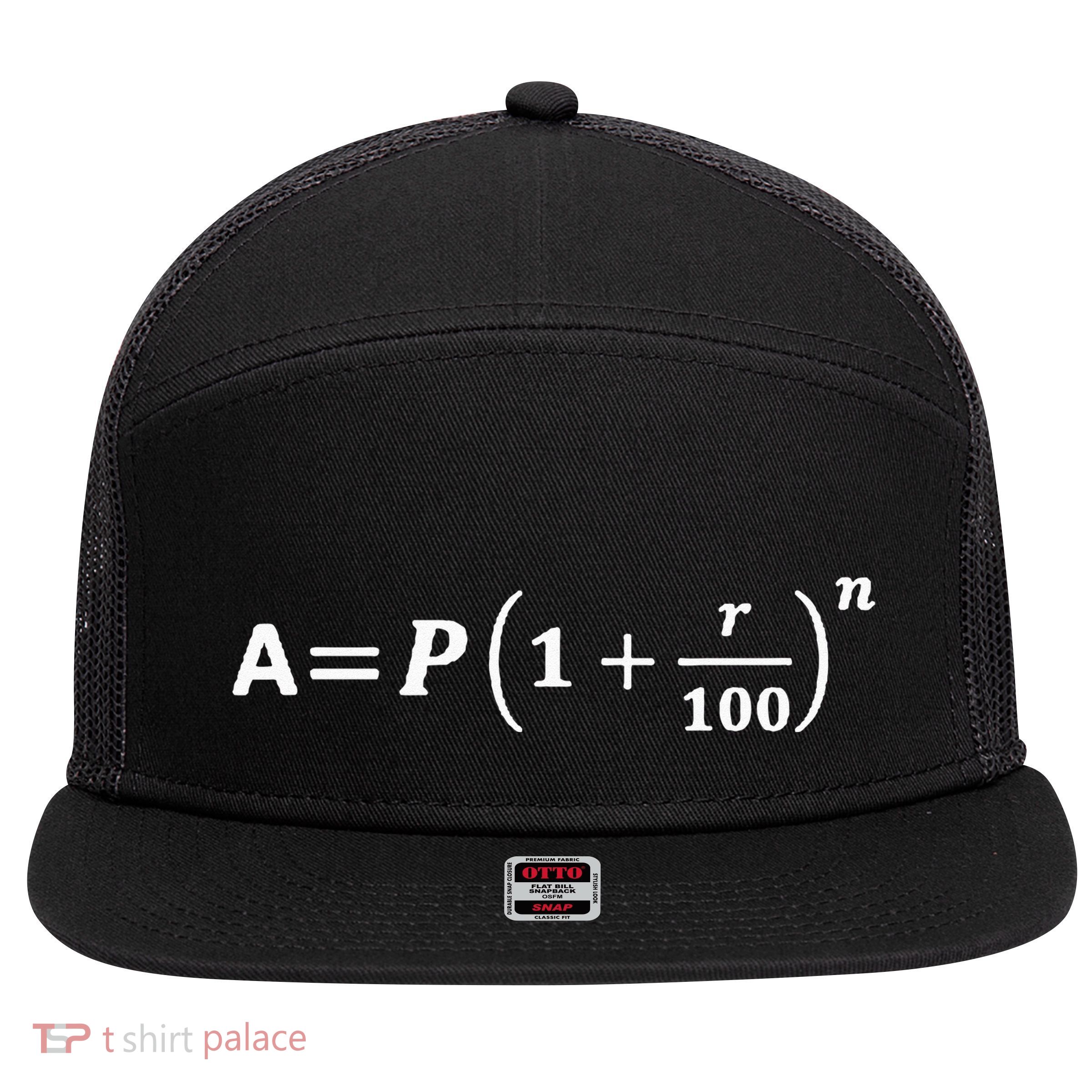 Funny Minimalist Compound Interest Formula Investor Trader 7 Panel Mesh Trucker Snapback Hat