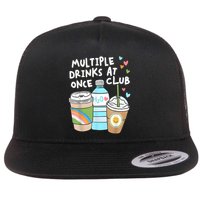 Funny Multiple Drinks At Once Club Flat Bill Trucker Hat