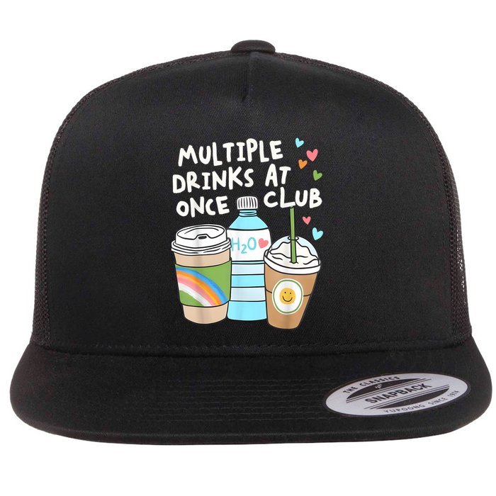 Funny Multiple Drinks At Once Club Flat Bill Trucker Hat