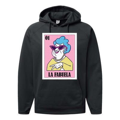 Funny Mexican Design For Grandma La Fabuela Performance Fleece Hoodie