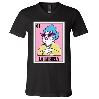 Funny Mexican Design For Grandma La Fabuela V-Neck T-Shirt