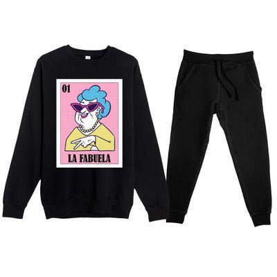 Funny Mexican Design For Grandma La Fabuela Premium Crewneck Sweatsuit Set