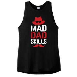 Father Mad Dad Skills Funny Dad Gift Ladies PosiCharge Tri-Blend Wicking Tank