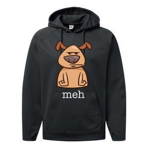 Funny Meh Dog Gift For Dog Lovers Performance Fleece Hoodie