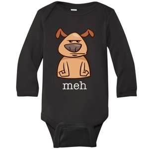 Funny Meh Dog Gift For Dog Lovers Baby Long Sleeve Bodysuit