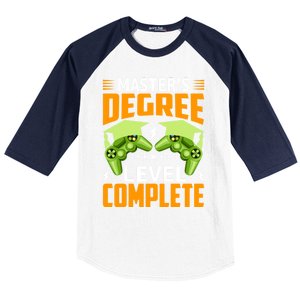 Funny Master’s Degree Level Complete Gamer Video Games Funny Gift Baseball Sleeve Shirt