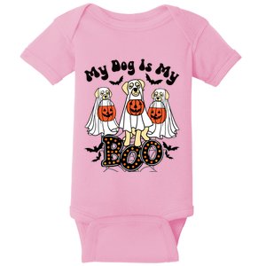 Funny My Dog Is My Boo Owner Dog Lover Boo Ghost Halloween Gift Baby Bodysuit