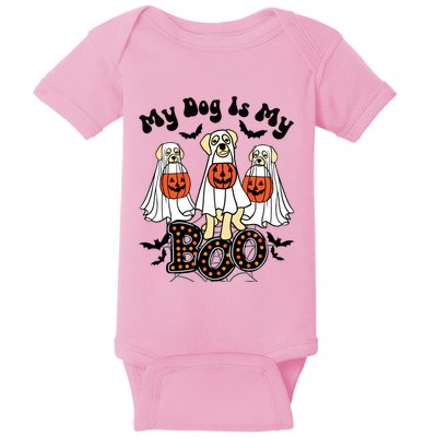 Funny My Dog Is My Boo Owner Dog Lover Boo Ghost Halloween Gift Baby Bodysuit