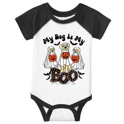 Funny My Dog Is My Boo Owner Dog Lover Boo Ghost Halloween Gift Infant Baby Jersey Bodysuit