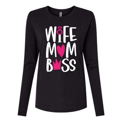 Funny Mothers Day Wife Mom Boss Great Gift Cute Gift Womens Cotton Relaxed Long Sleeve T-Shirt