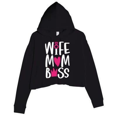 Funny Mothers Day Wife Mom Boss Great Gift Cute Gift Crop Fleece Hoodie