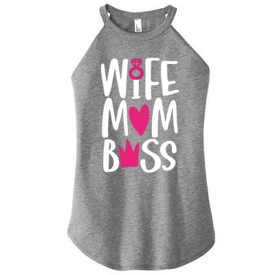 Funny Mothers Day Wife Mom Boss Great Gift Cute Gift Women’s Perfect Tri Rocker Tank