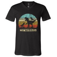 funny Mimi Dinosaur Mimisaurus 2 Two Family V-Neck T-Shirt