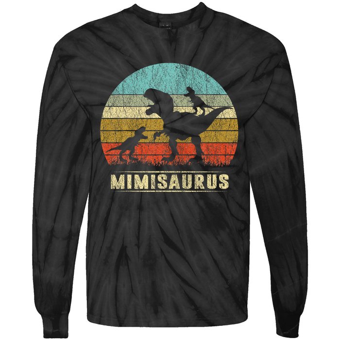 funny Mimi Dinosaur Mimisaurus 2 Two Family Tie-Dye Long Sleeve Shirt