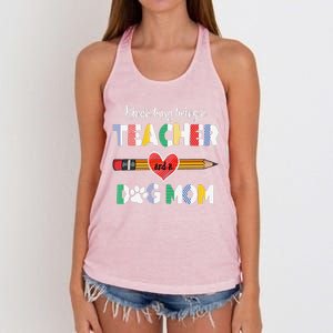 Funny Mothers Day For Teacher Dog Lover Dog Mom Teacher Women's Knotted Racerback Tank