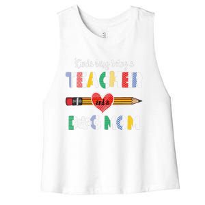 Funny Mothers Day For Teacher Dog Lover Dog Mom Teacher Women's Racerback Cropped Tank