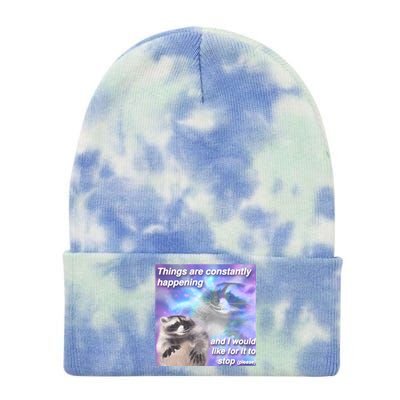 Funny Meme Dark Humor Tie Dye 12in Knit Beanie