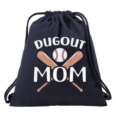 Funny Mom Dugout Mom Baseball Cool Baseball Mom Drawstring Bag