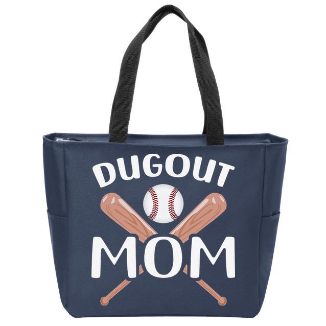 Funny Mom Dugout Mom Baseball Cool Baseball Mom Zip Tote Bag
