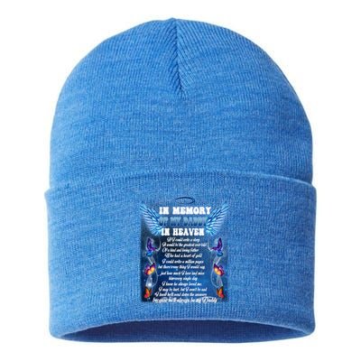 For My Daddy Lives In Heaven Daughter Son Missed Their Dad Gift Sustainable Knit Beanie