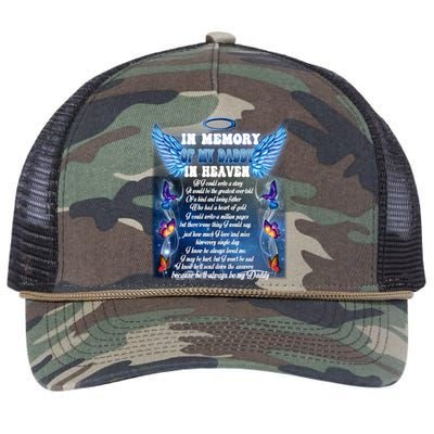 For My Daddy Lives In Heaven Daughter Son Missed Their Dad Gift Retro Rope Trucker Hat Cap