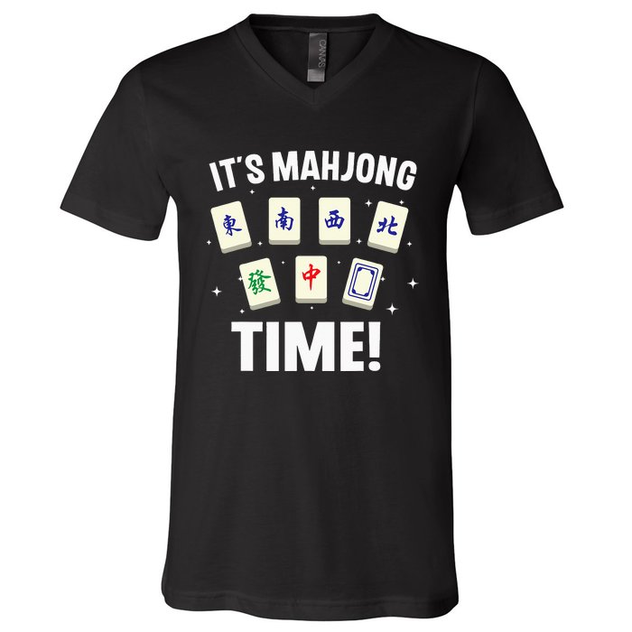 Funny Mahjong Design For Mahjong Game Player Lover V-Neck T-Shirt