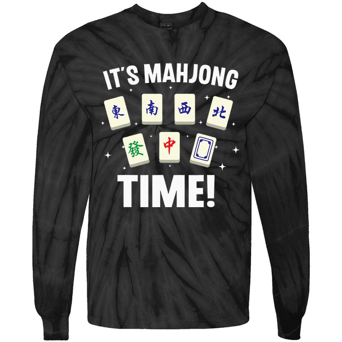 Funny Mahjong Design For Mahjong Game Player Lover Tie-Dye Long Sleeve Shirt