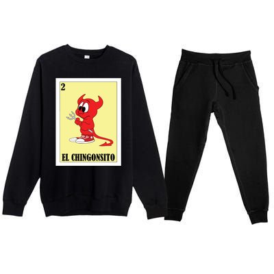 Funny Mexican Design For Kids El Chingonsito Premium Crewneck Sweatsuit Set