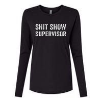 Funny Mom Dad Boss Manager TeacherShit Show Supervisor Womens Cotton Relaxed Long Sleeve T-Shirt