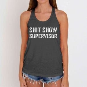 Funny Mom Dad Boss Manager TeacherShit Show Supervisor Women's Knotted Racerback Tank