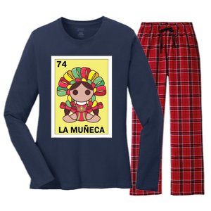 Funny Mexican Doll Design La Mueca Women's Long Sleeve Flannel Pajama Set 