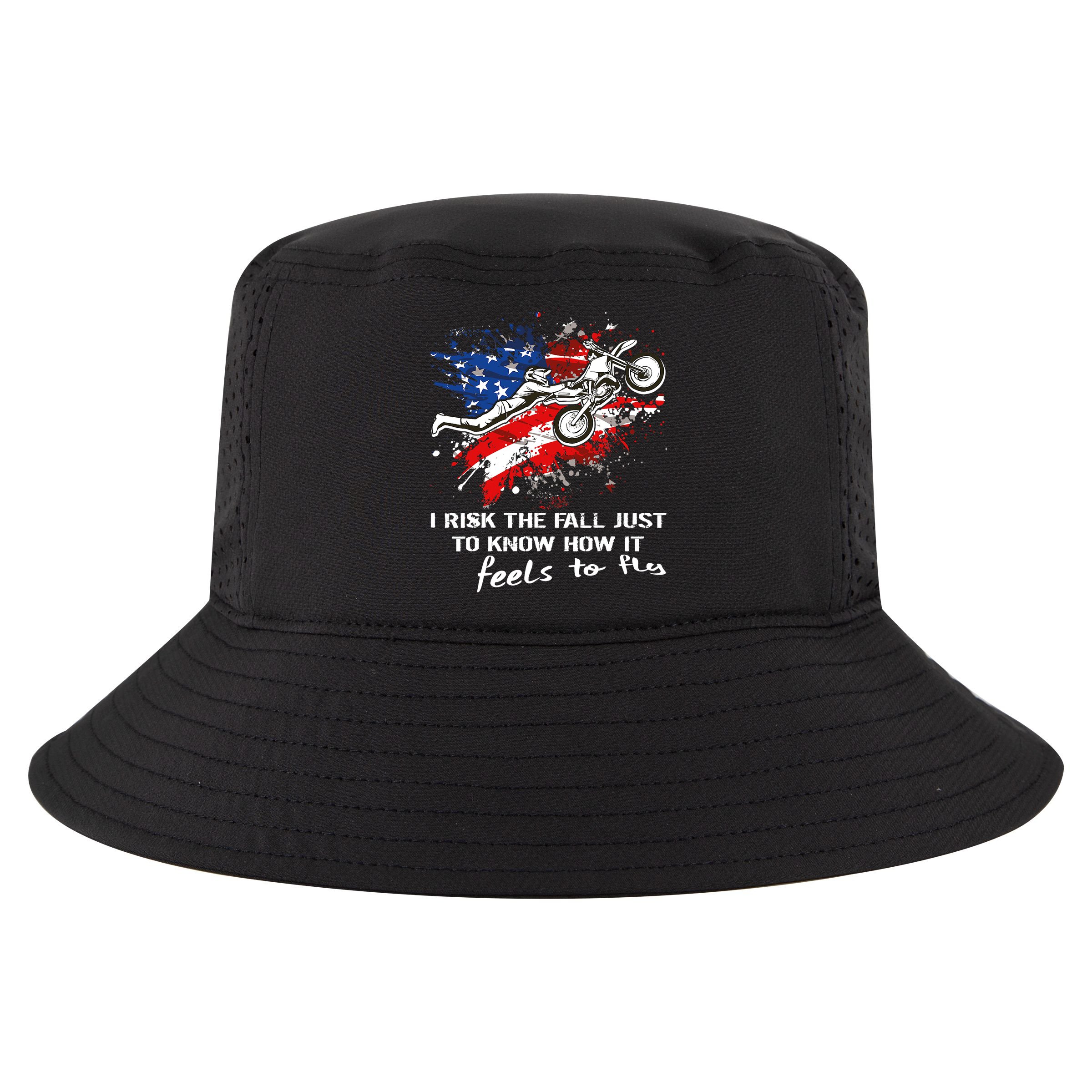 Funny Motocross Dirtbike Motorcycle MX Us Flag Cool Comfort Performance Bucket Hat