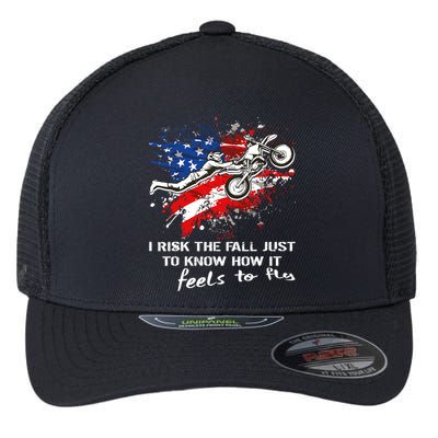 Funny Motocross Dirtbike Motorcycle MX Us Flag Flexfit Unipanel Trucker Cap