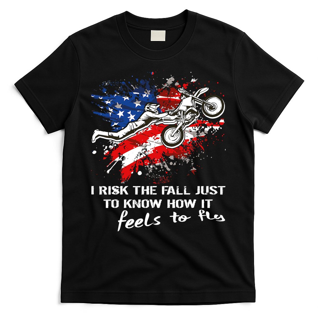 Funny Motocross Dirtbike Motorcycle MX Us Flag T-Shirt