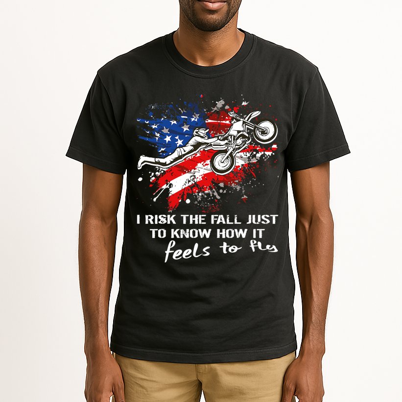 Funny Motocross Dirtbike Motorcycle MX Us Flag Tall T-Shirt