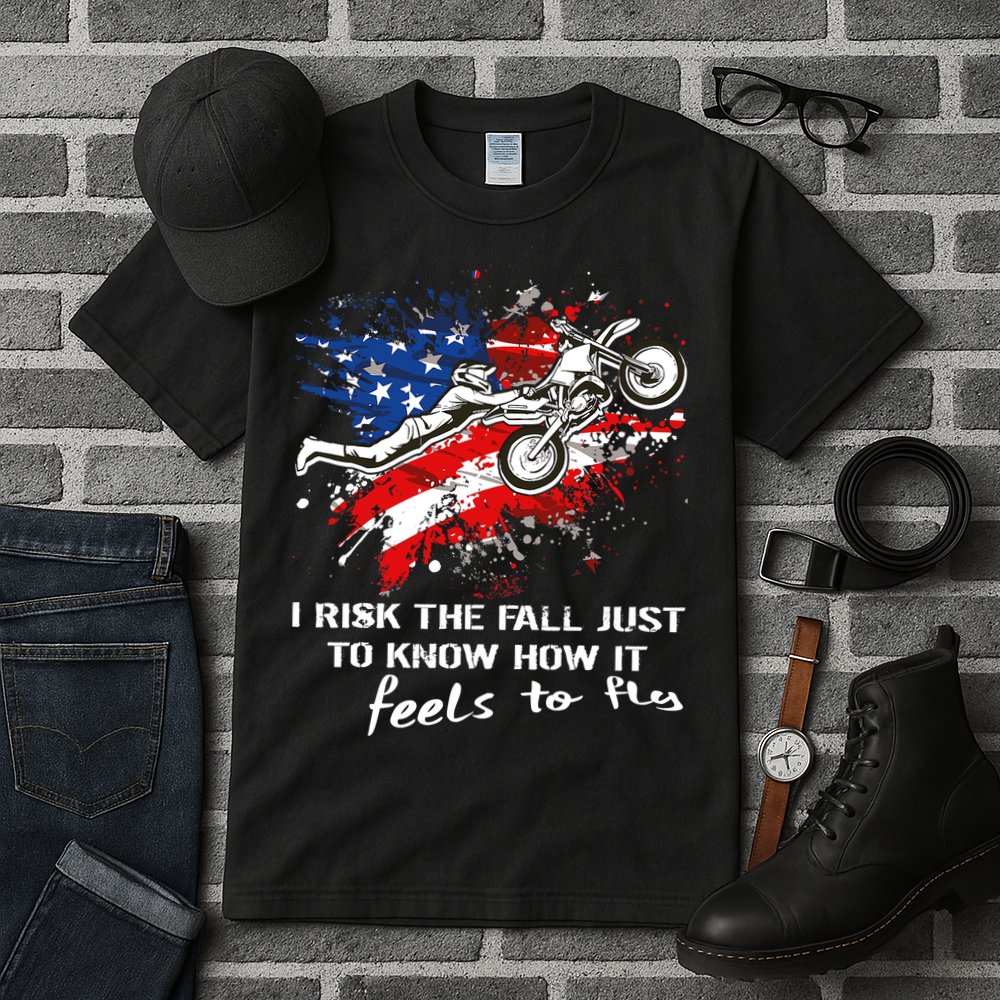 Funny Motocross Dirtbike Motorcycle MX Us Flag Tall T-Shirt