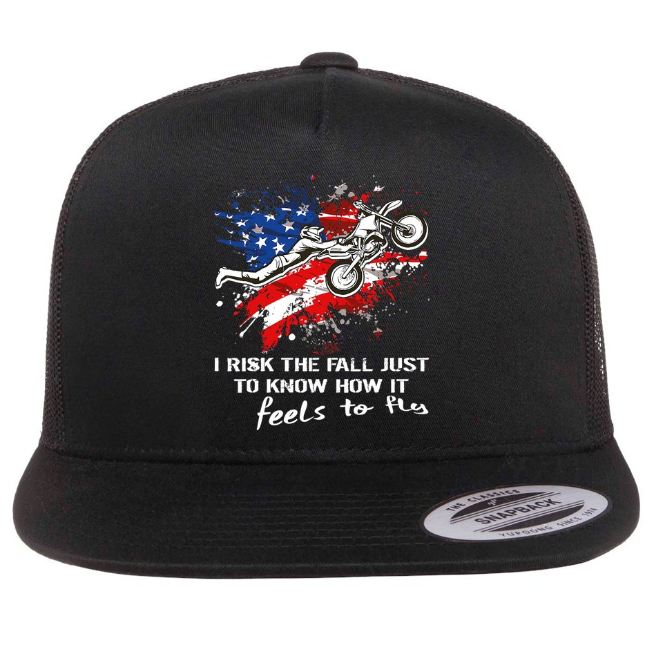 Funny Motocross Dirtbike Motorcycle MX Us Flag Flat Bill Trucker Hat