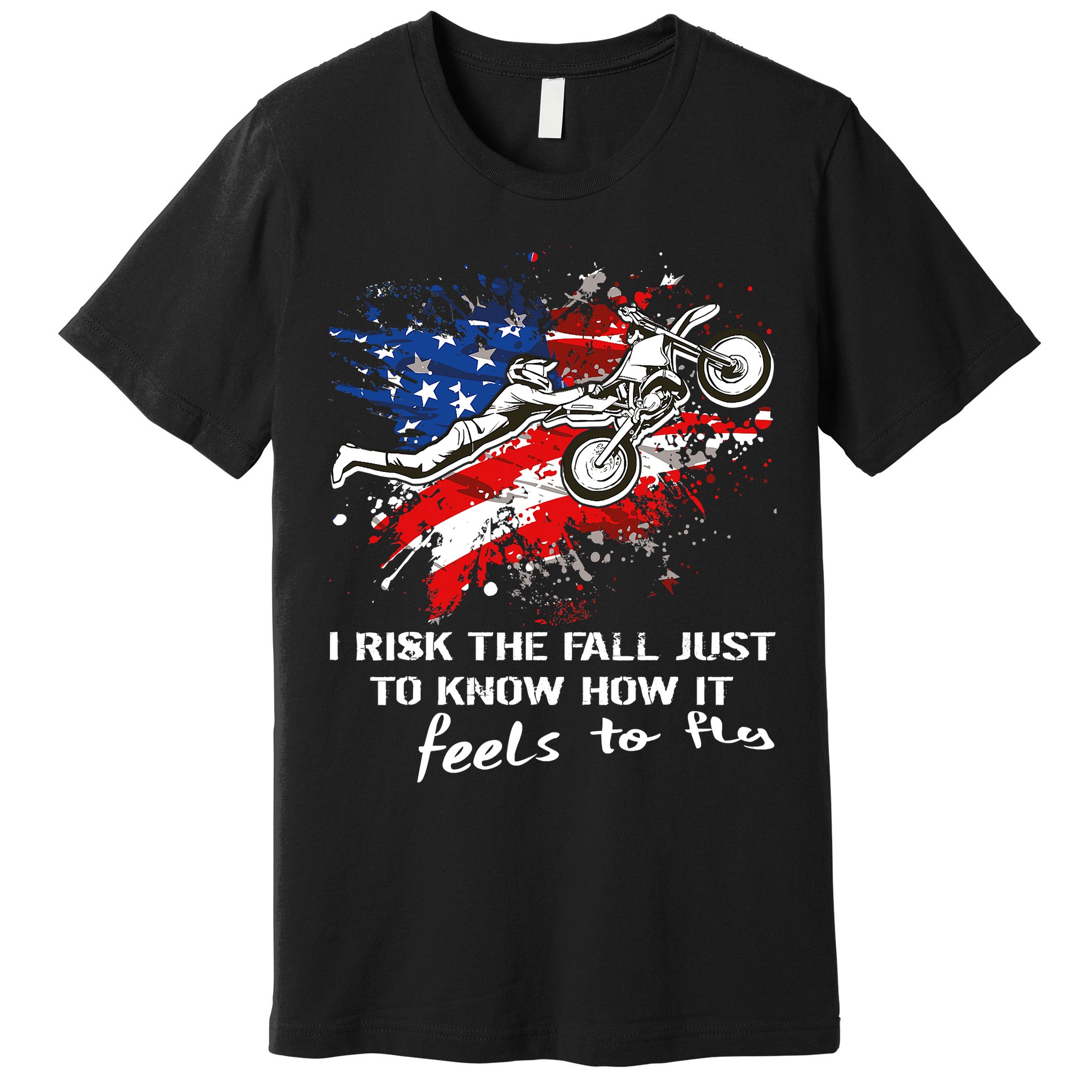 Funny Motocross Dirtbike Motorcycle MX Us Flag Premium T-Shirt