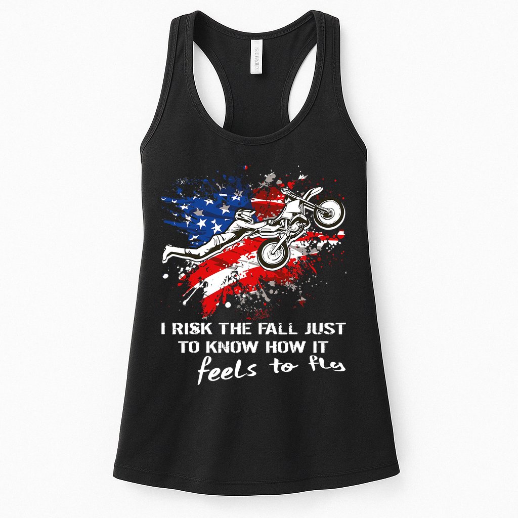 Funny Motocross Dirtbike Motorcycle MX Us Flag Womens Tank Top