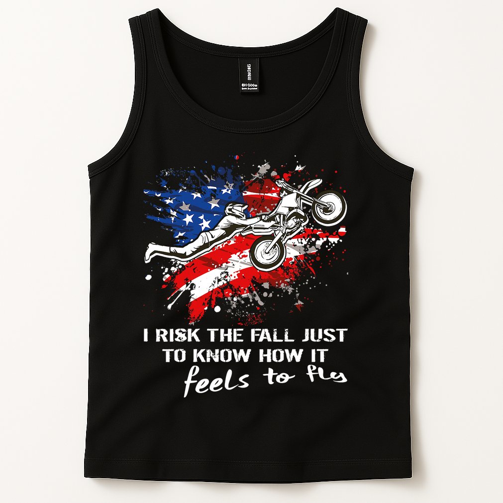 Funny Motocross Dirtbike Motorcycle MX Us Flag Tank Top