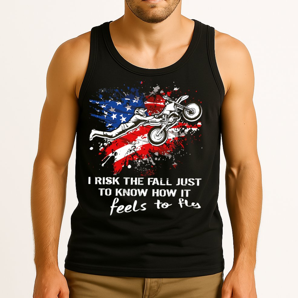 Funny Motocross Dirtbike Motorcycle MX Us Flag Tank Top