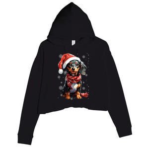 Funny Merry Doxie Christmas Dachshund Xmas Pajama Gift Crop Fleece Hoodie