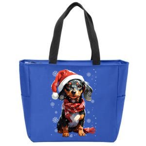 Funny Merry Doxie Christmas Dachshund Xmas Pajama Gift Zip Tote Bag