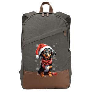 Funny Merry Doxie Christmas Dachshund Xmas Pajama Gift Cotton Canvas Backpack