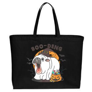 Funny Moo Deng Pumpkin Halloween Costumes Pygmy Hippopotamus Cotton Canvas Jumbo Tote