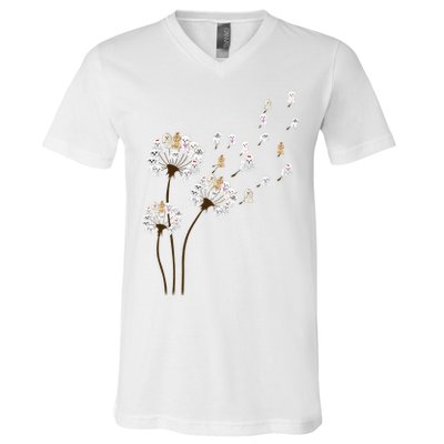 Flower Maltese Dog Dandelion Funny Animal Lover V-Neck T-Shirt