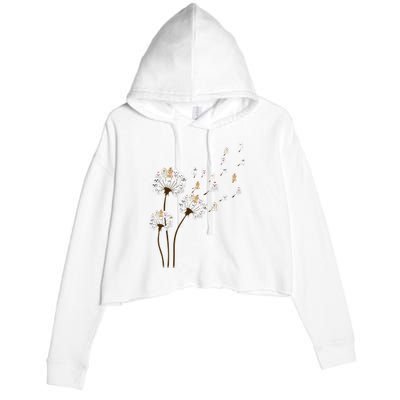 Flower Maltese Dog Dandelion Funny Animal Lover Crop Fleece Hoodie