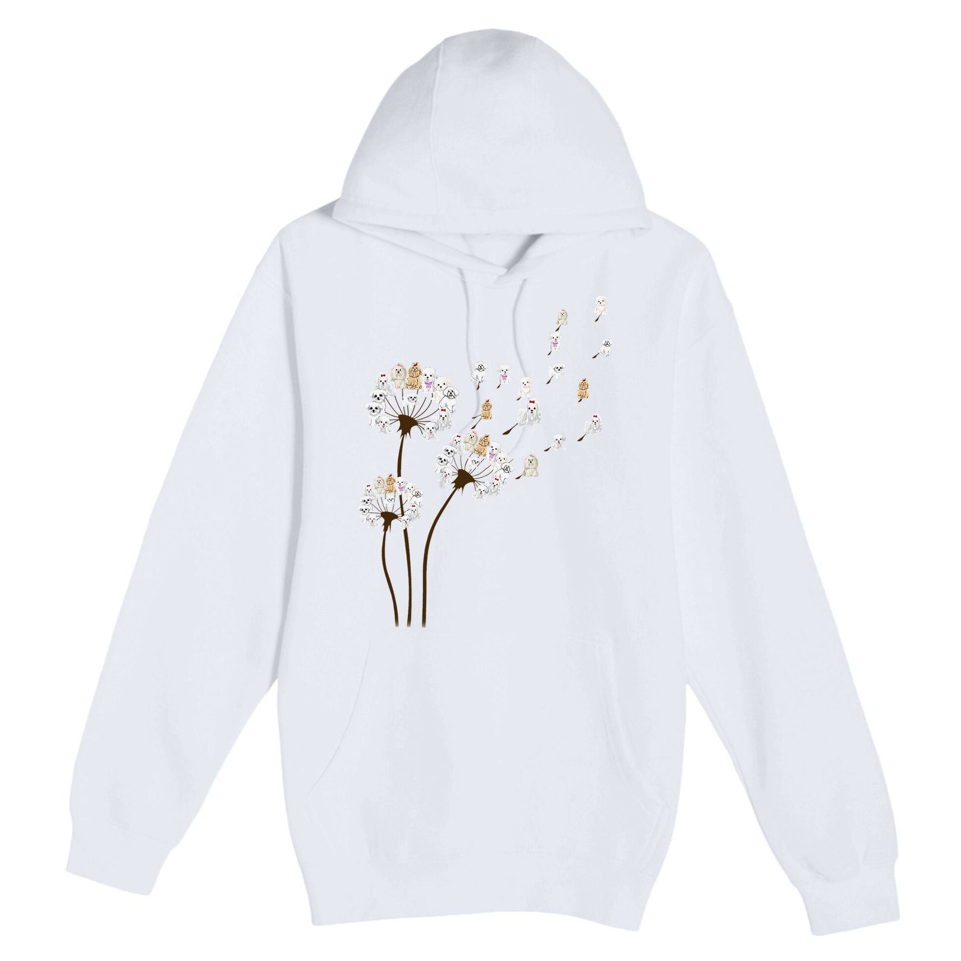Flower Maltese Dog Dandelion Funny Animal Lover Premium Pullover Hoodie