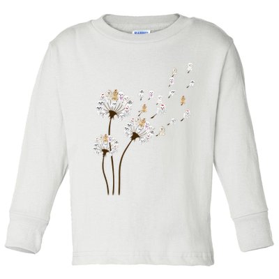 Flower Maltese Dog Dandelion Funny Animal Lover Toddler Long Sleeve Shirt